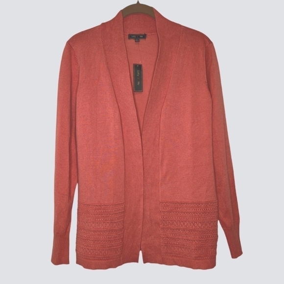 Lety & Me Sweaters - Lety & Me Open Front Coral Pink Cardigan Size Small